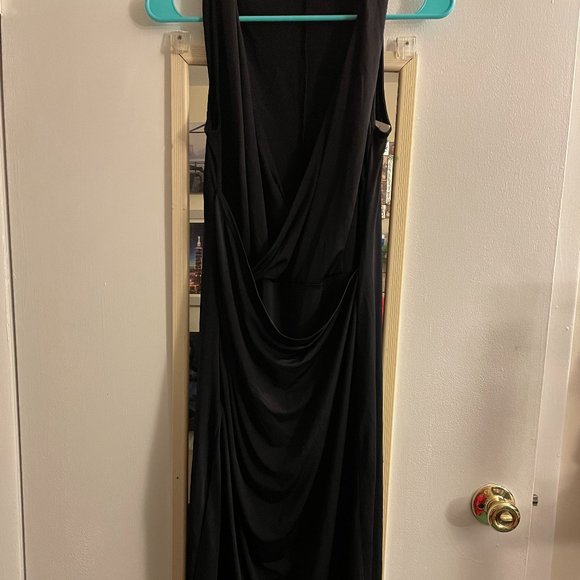 NWT Eloquii Ruched Black Dress with Slit - Picture 1 of 7